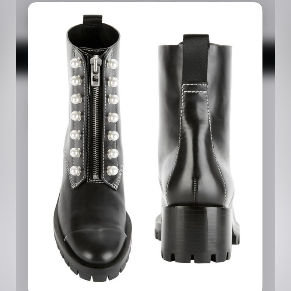 “Phillip Lim” Hayett lug sole zipper boot with pearls; size 36 1/2 (6.5)
